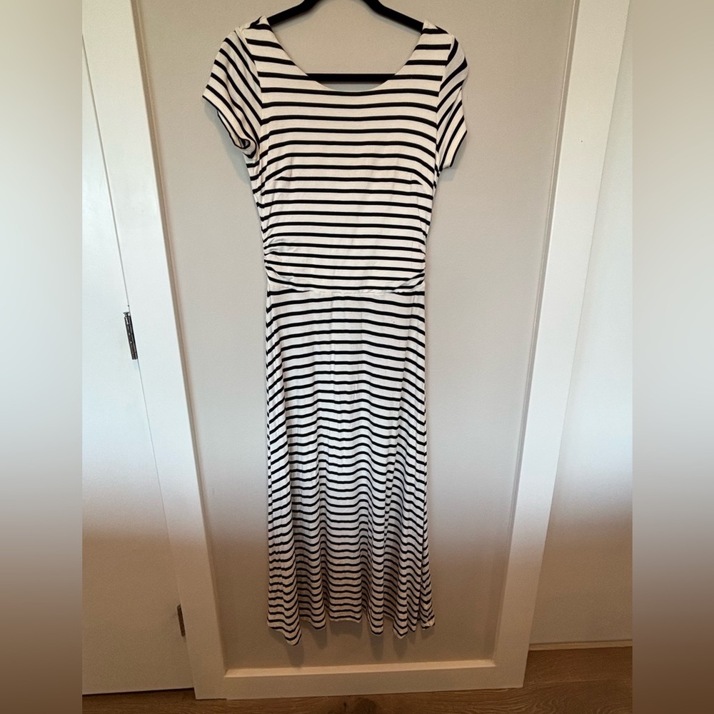 Boden Navy and White Striped Maxi Dress 4